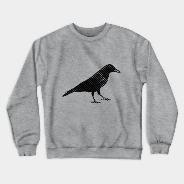 Minimalist Black and White Crow Crewneck Sweatshirt by NorthOfLongIsland